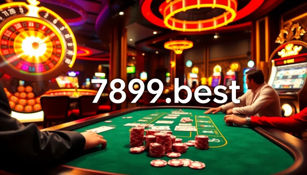 The thrilling gambling scene at 789f.best showcases high-stakes poker amidst vibrant casino energy.