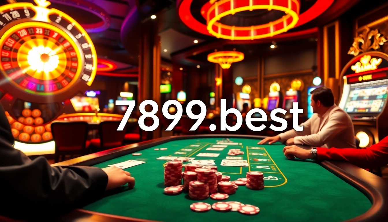 The thrilling gambling scene at 789f.best showcases high-stakes poker amidst vibrant casino energy.
