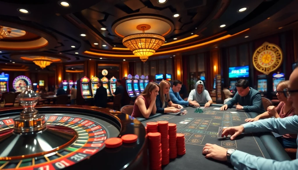 RR88 players enjoying an exciting game at a luxurious casino table filled with high-stakes action.