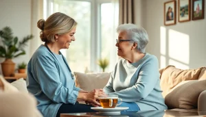 Caregiver delivering in home care austin tx services in a warm, inviting home environment.