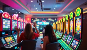 Exciting online gaming scene showcasing hoki138 slot machines.