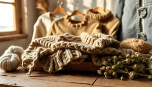 Showcasing sustainable fashion items on https://www.ound-ound.com with elegant textures and natural colors.