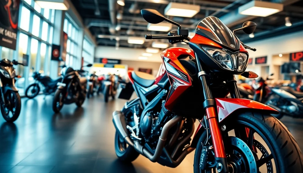 Motorrad Verkaufen Ankauf bei einem professionellen Motorradgeschäft mit verschiedenen Modellen.