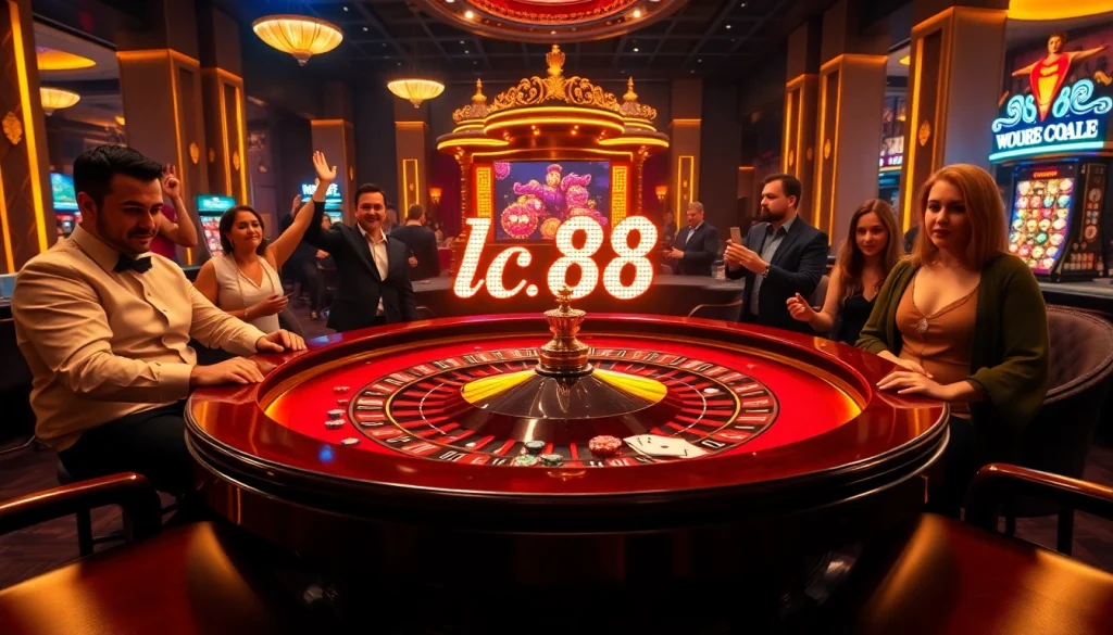 Experience a thrilling game night at the luxury casino featuring lc 88, roulette, and excited players.