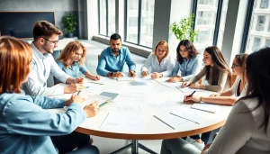 Employees collaborating in a team meeting showcasing the concept of Agency in a modern office.