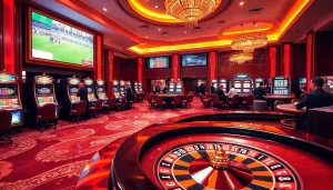 Experience the excitement of GG88 at a luxurious casino with poker tables and vibrant slot machines.