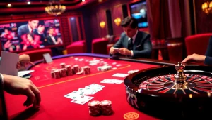 DU388 engaging gamblers at a vibrant casino table filled with poker chips and cards.