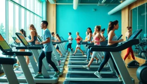 Fitness enthusiasts using Ciapo Treadmill equipment in a modern gym.