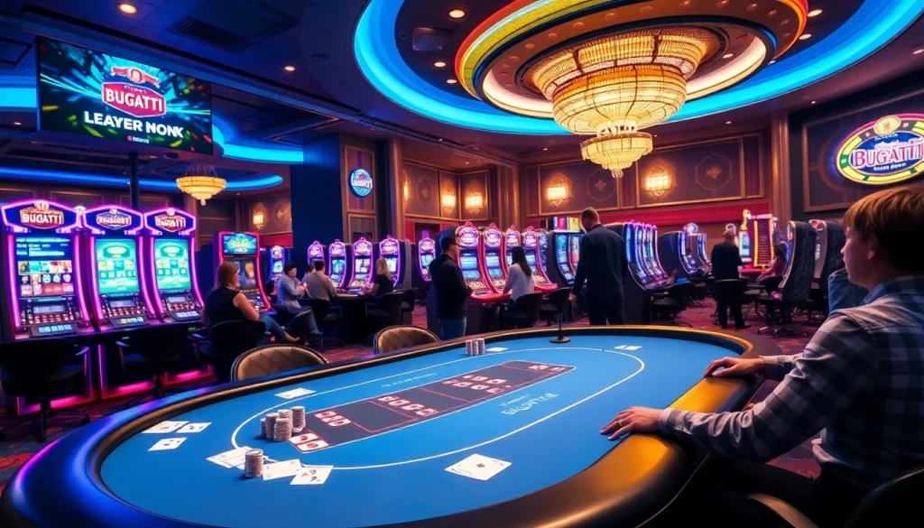 Experience Bugatti8 excitement at a luxurious casino with high-energy gaming activities.