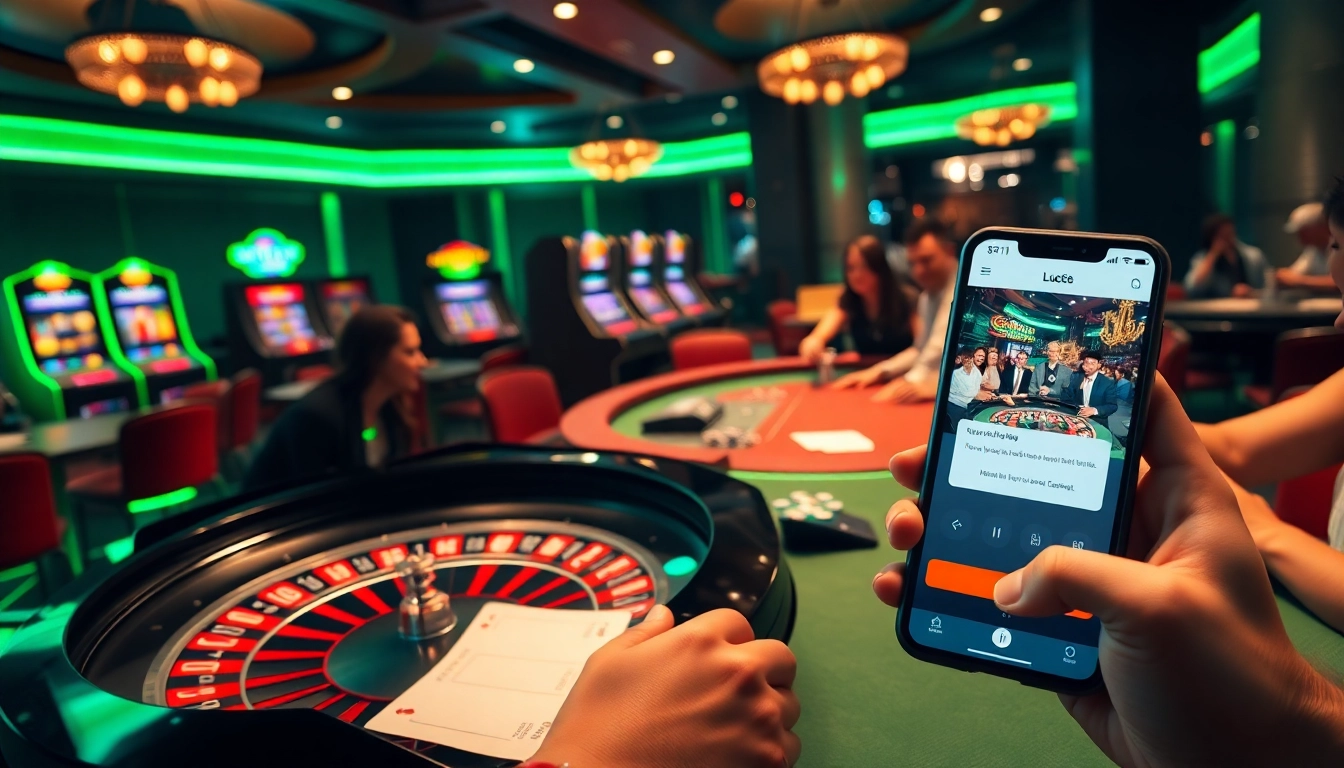 Exciting casino scene with high-stakes poker and roulette at https://luck8.name/, capturing the thrill of betting.