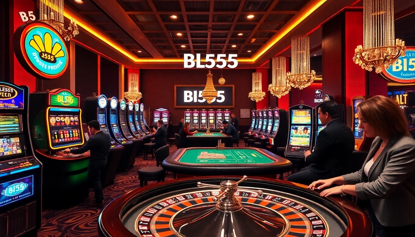Experience the excitement of Bl555 casino games with vibrant tables and players celebrating wins.