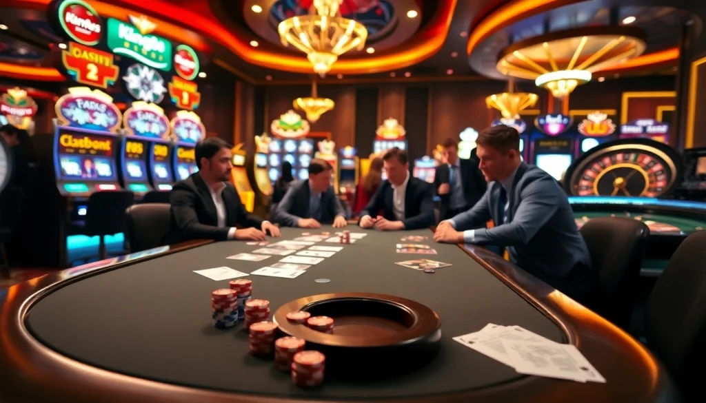 king88 players enjoying a thrilling poker game at a luxurious casino table
