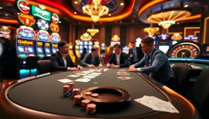 king88 players enjoying a thrilling poker game at a luxurious casino table