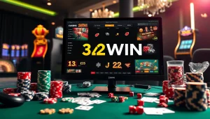 Engaging online gaming scene with 32WIN displayed prominently on a sleek casino interface.