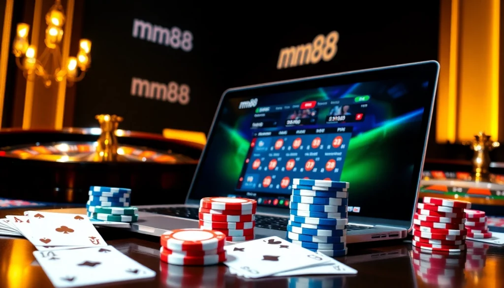 Experience high-stakes excitement at mm88 online gambling with vibrant casino visuals showcasing winning bets.