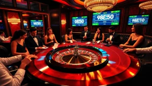Exciting gambling action at 98win.exposed with players enjoying roulette and casino games.