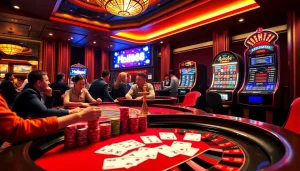 Experience the thrill of gambling at Hello88 with vibrant casino tables and engaging players.
