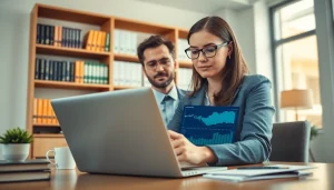 신용카드 현금화와 함께 금융 전문가가 사무실에서 분석하는 모습.