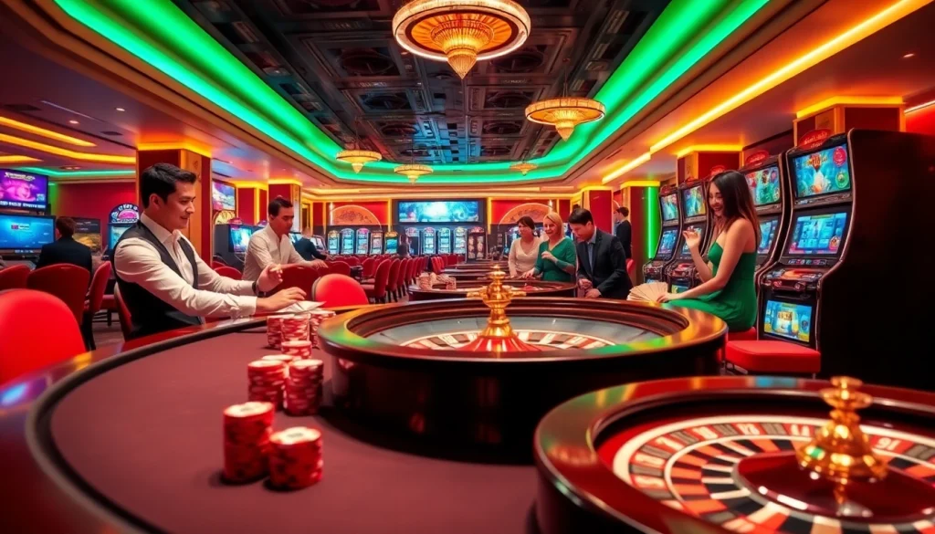 Engaged players enjoying gaming at a high-end casino, representing https://da88.co.im/ exciting betting experiences.