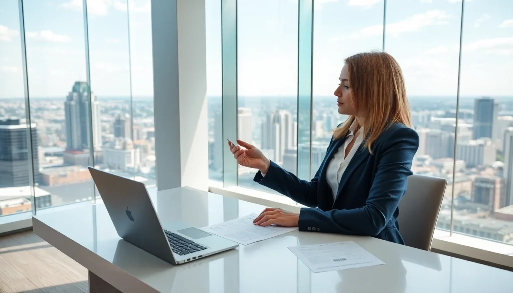 Explore vibrant real estate market with professional agent in modern office.