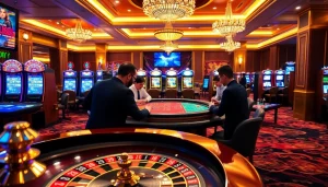 Enjoy immersive gameplay at Game lc88 with a vibrant casino atmosphere featuring roulette and slots.