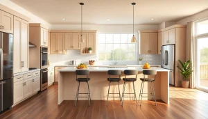 Transform your space with stunning home renovation showcasing a modern kitchen design.