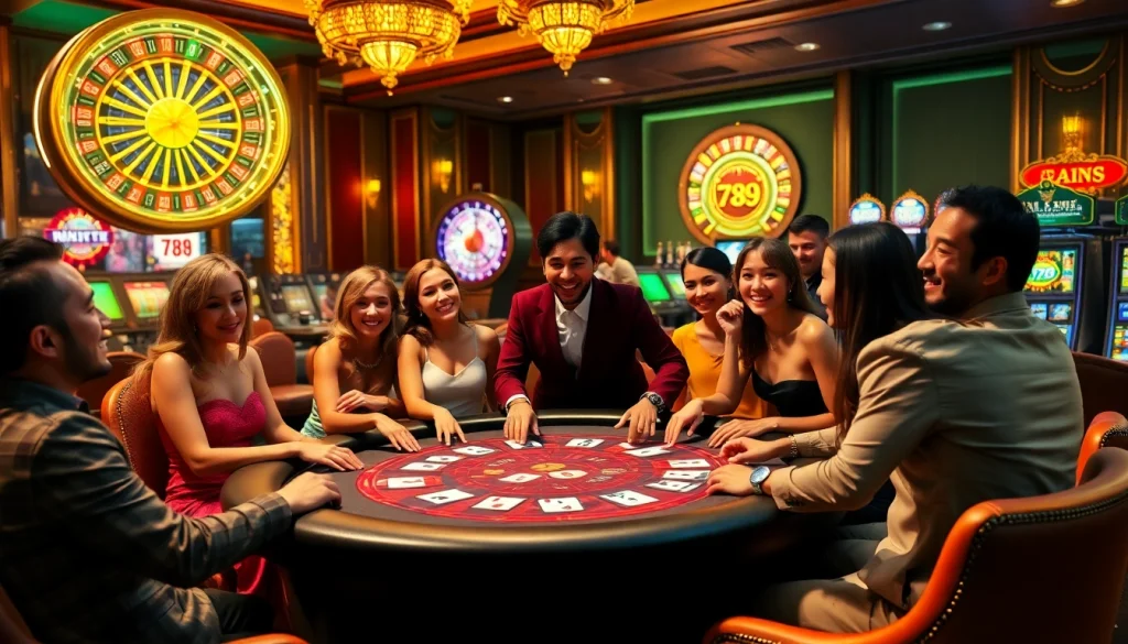 Experience the thrill of 789 win at a luxurious casino table with players engaged in high-stakes poker.