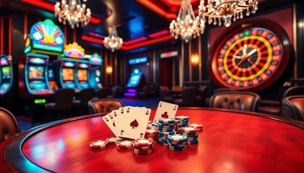 Experience GG88 with vibrant casino visuals featuring poker chips, cards, and roulette for thrilling gameplay.