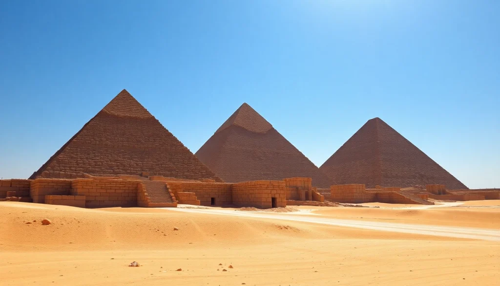 Visually striking pyramids showcasing the majestic piraminds in the Egyptian landscape.