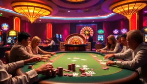 High-stakes gameplay at xin88 com poker table with vibrant atmosphere.