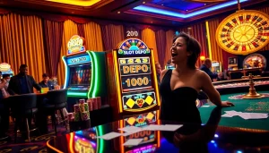 Experience the thrill of winning at Slot Depo 1000 with exciting casino games in a vibrant setting.
