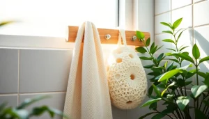 Learn how to clean a loofah effectively using natural methods in a calming bathroom scene.