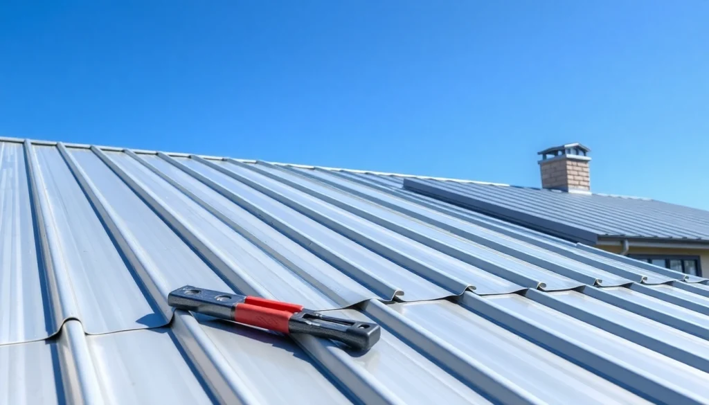 Installing metal roofing on a modern home, highlighting durability and professional craftsmanship.
