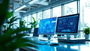 avral.net 관련 창의적인 디지털 작업 공간의 시각적 표현입니다.