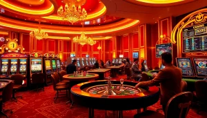 Experience the luxury of the hidden wiki 2026 at a lavish casino, featuring poker tables and vibrant slot machines.