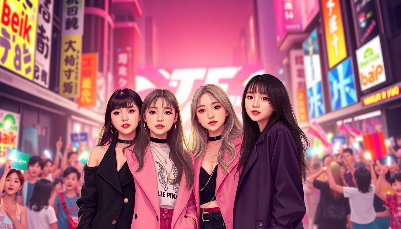 Catch the latest Blackpink news with the group's members surrounded by fans at a vibrant concert.