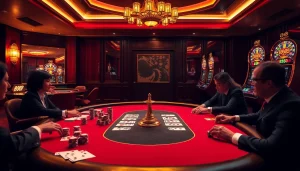 Exciting gameplay scene at u 888 casino with vibrant poker table and roulette wheel