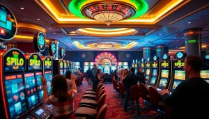 Mainkan slot pulsa di kasino yang hidup dengan pemain yang bersemangat dan mesin slot yang mewah.