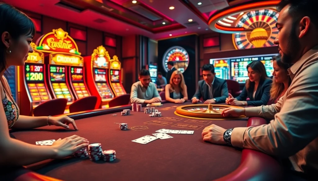Experience 6L777 Login at a luxurious casino featuring poker tables and vibrant slot machines.
