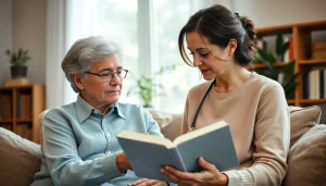 Caregiver providing support in home care austin tx, assisting an elderly client with daily activities.