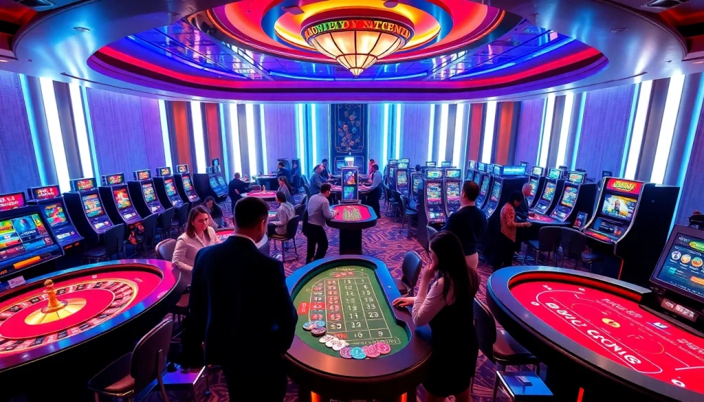 Experience the excitement at SODO Casino with vibrant gaming tables and engaged players.