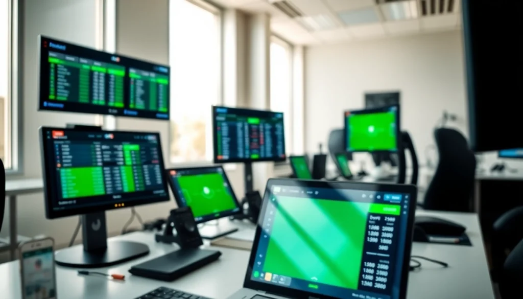 Στοιχηματικές εταιρίες ελλαδα σε μια σύγχρονη εργασιακή διάταξη με στήλες στοιχηματισμού.