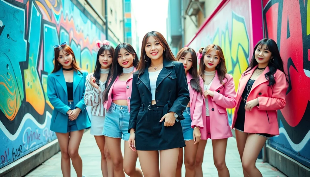 blackpink members showcasing their unique styles and charisma in a vibrant urban setting.