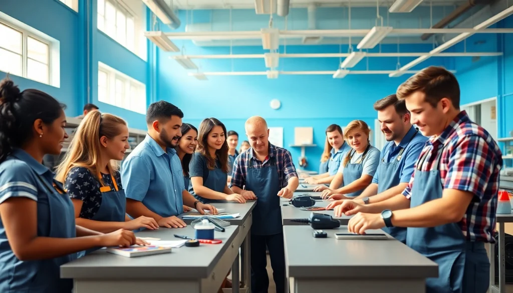 Students at trade schools in Hawaii collaborating in a vibrant classroom setting.