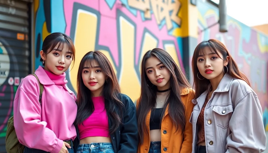 Captivating shot of blackpink members displaying their iconic styles against a vibrant backdrop.