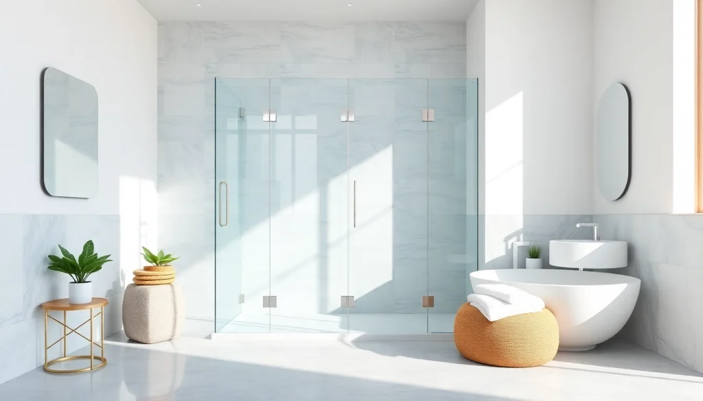 Elegant shower doors UK featured in a modern bathroom setting with sleek glass design.