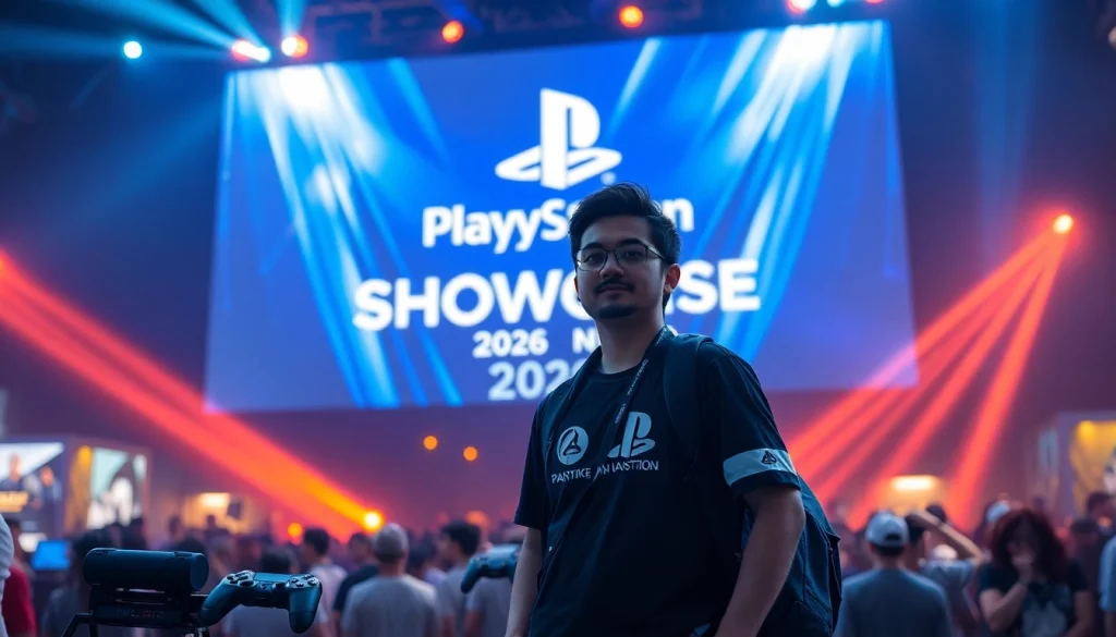Engaging scene capturing the atmosphere of the PlayStation Showcase 2026 news event.