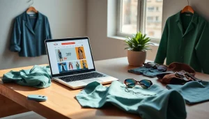 Showcase the vibrant online shopping experience of www.tuut.shop/en-SA with fashion items displayed.