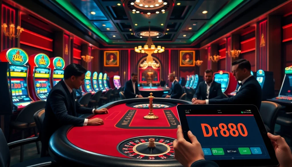 Experience high-stakes action at https://dr88.de.com/ as players engage at a luxurious poker table.