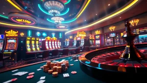 Tải Bomwin brings excitement with immersive casino games, poker chips, and vibrant slot machines.